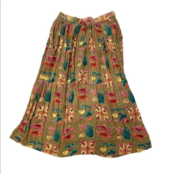 Vintage Adini Rayon Gauze Midi Skirt Button Front. - Picture 3 of 9